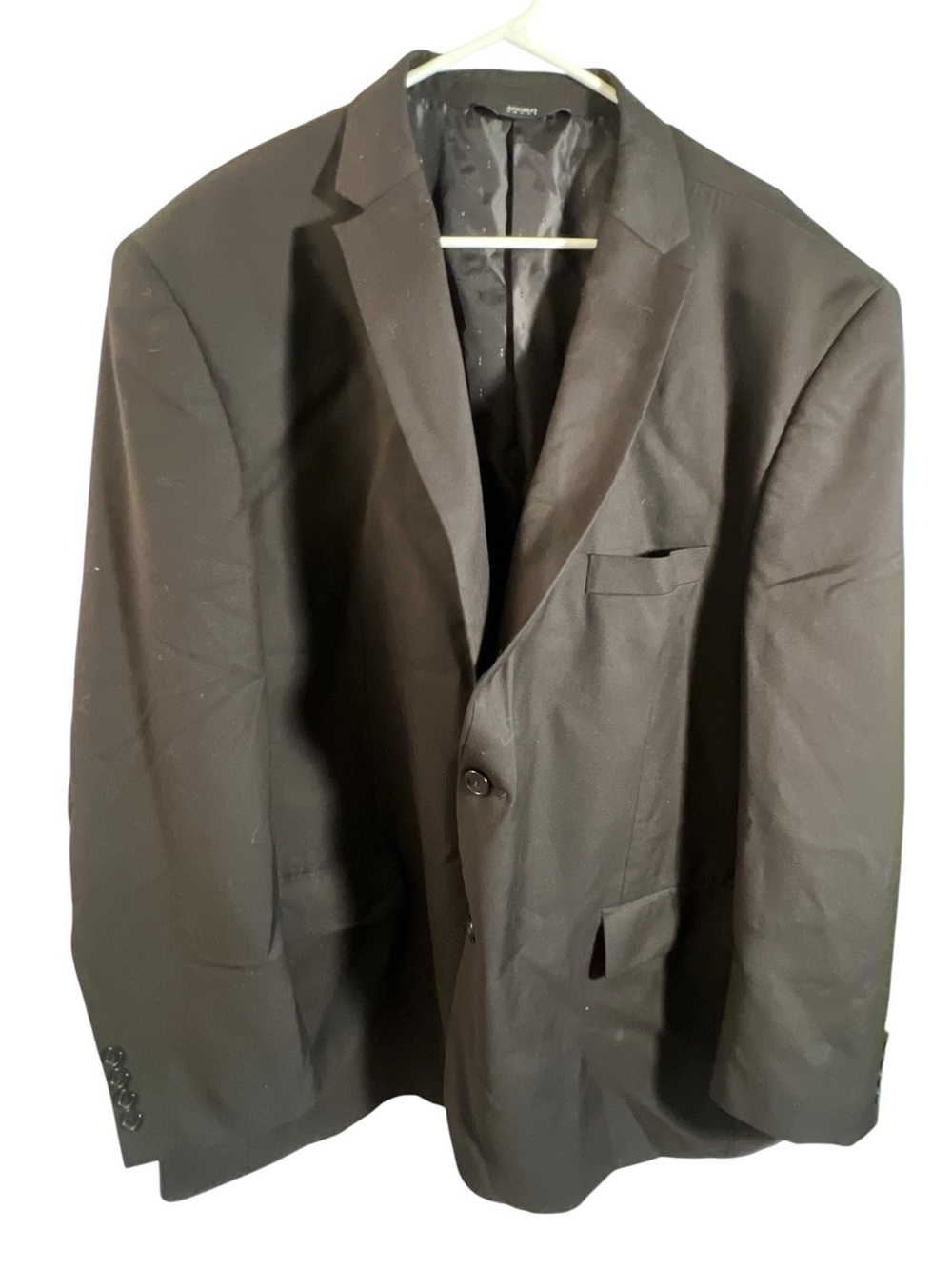 Angelo Rossi Men’s Size 56R Suit Jacket Blazer 2 Button Black Long Sleeve Lined
